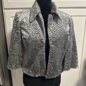 Jackie Jon New York Vintage Jacket Platinum Grey Faux Persian Fur S Small